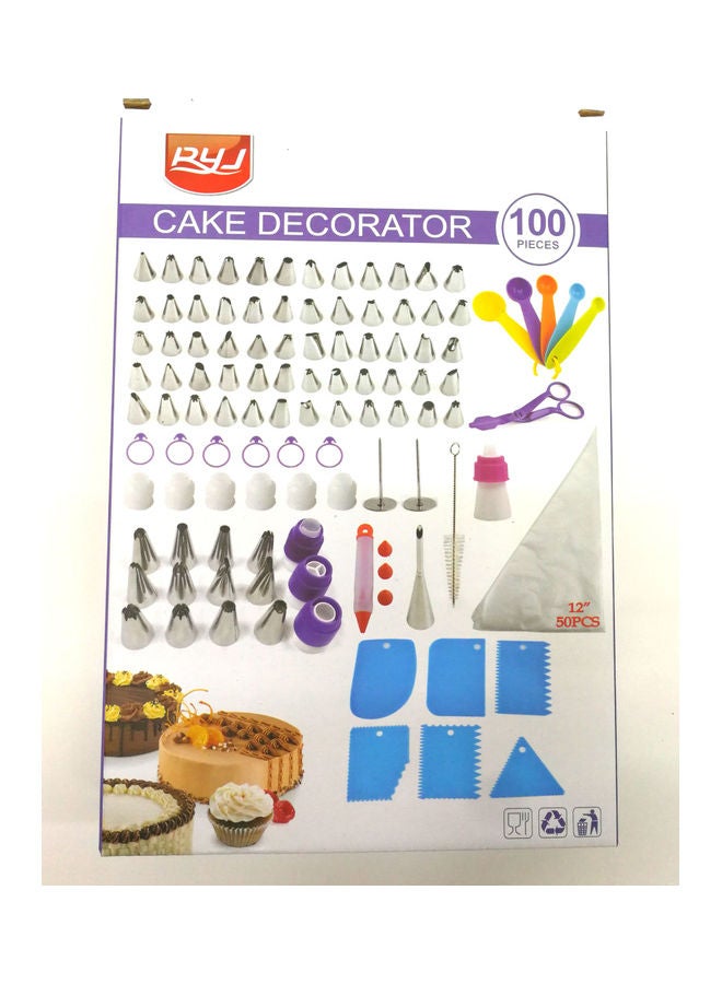 RYJ 100-Piece Cake Decorating Kit Baking And Icing Tool Accessories Multicolour 30cm - Image 4