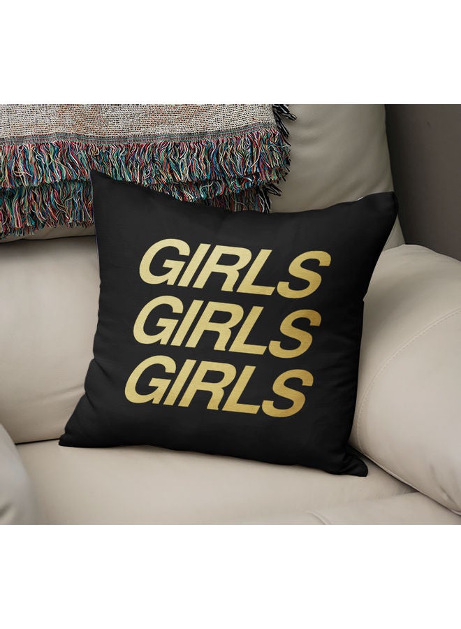 Girls Girls Girls Printed Decorative Pillow Black/Gold 40x40cm - Image 2