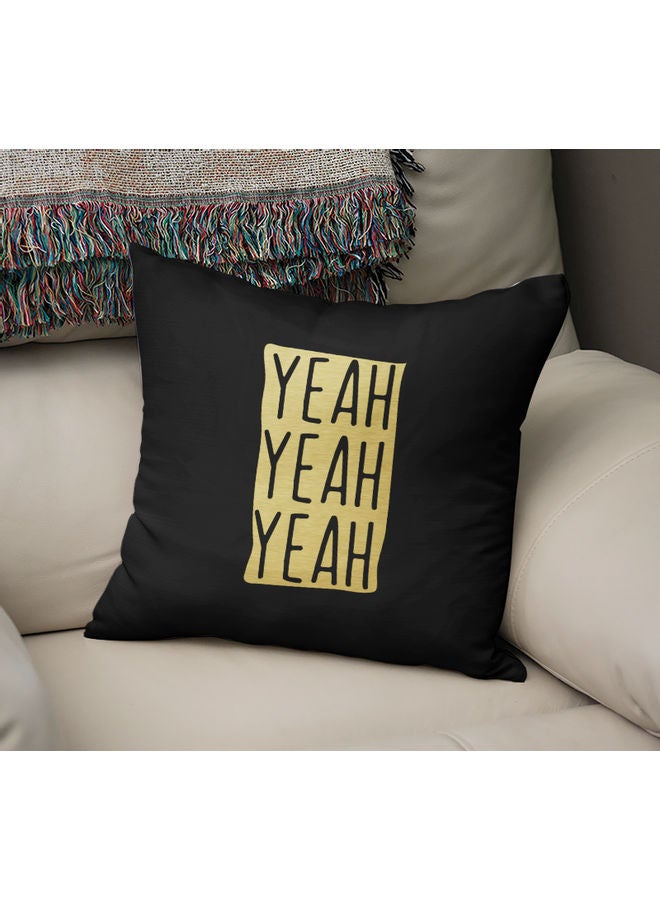 Funny Quotes Printed Decorative Pillow Black/Gold 40x40cm - Image 2