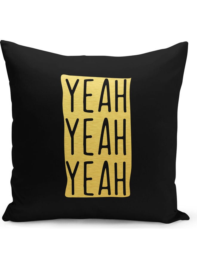 Funny Quotes Printed Decorative Pillow Black/Gold 40x40cm - Image 1