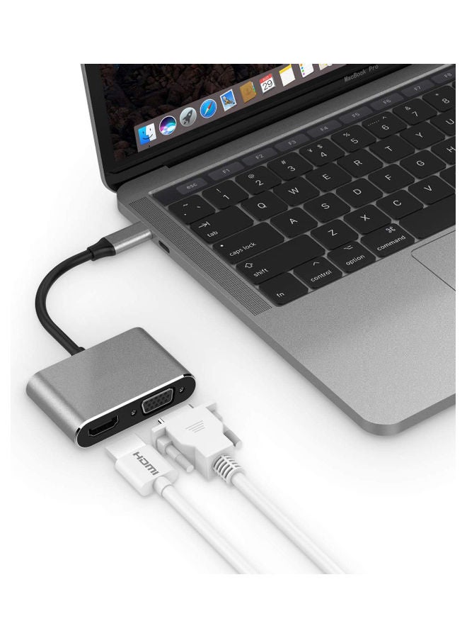 تراندز - محول بمنفذ  3.0 USB النوع سي إلى HDMI VGA رمادي - Image 1