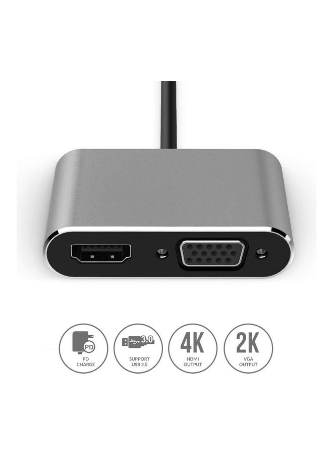 تراندز - محول بمنفذ  3.0 USB النوع سي إلى HDMI VGA رمادي - Image 1