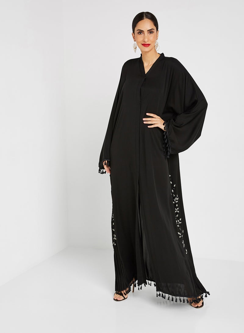 ROZA Stone Hand Work Abaya Black  - Image 1