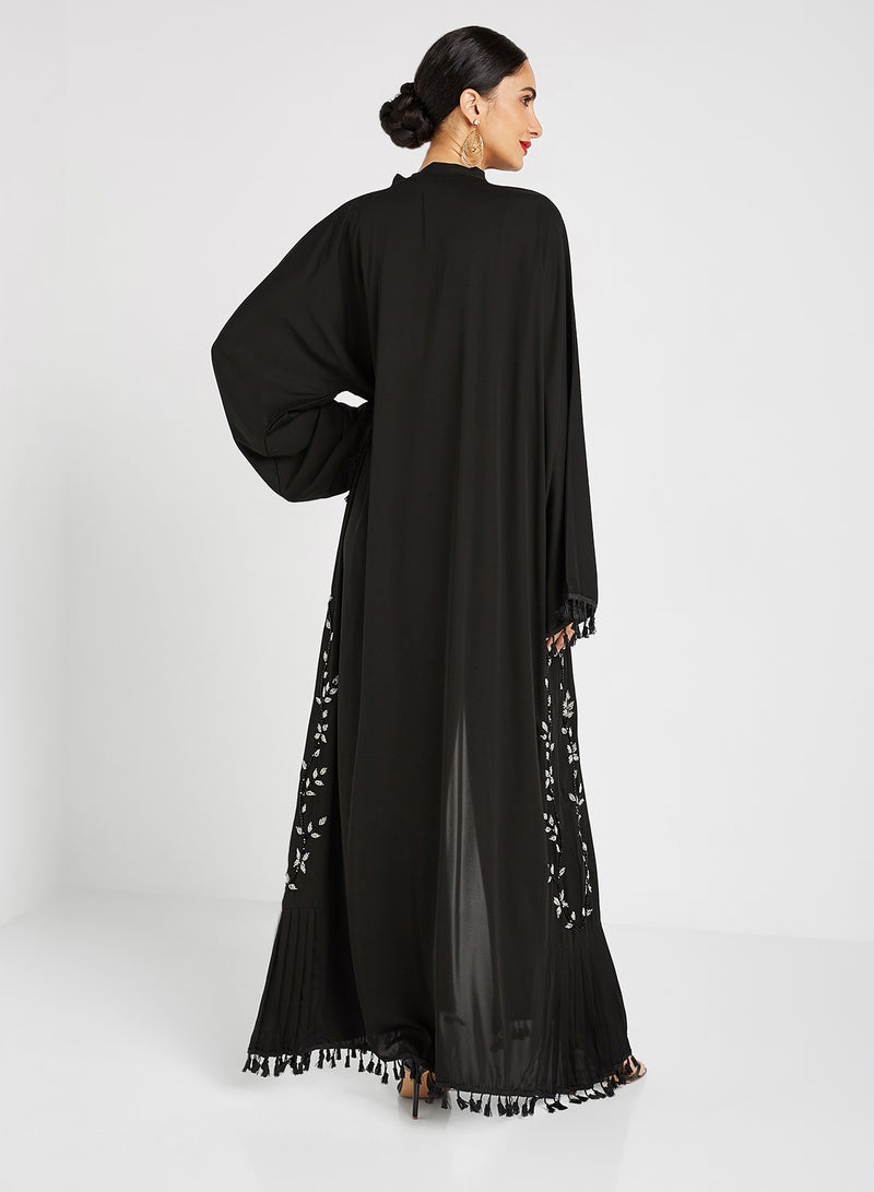 ROZA Stone Hand Work Abaya Black  - Image 2