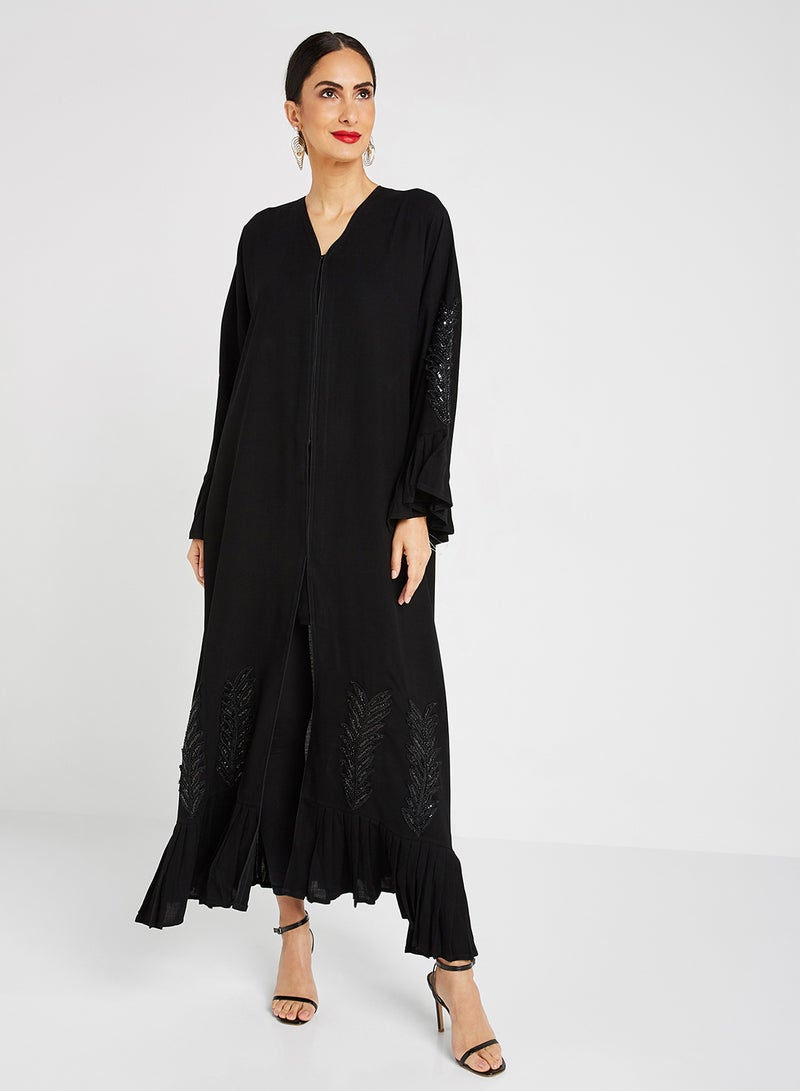 ROZA Stone Hand Work Abaya Black  - Image 1