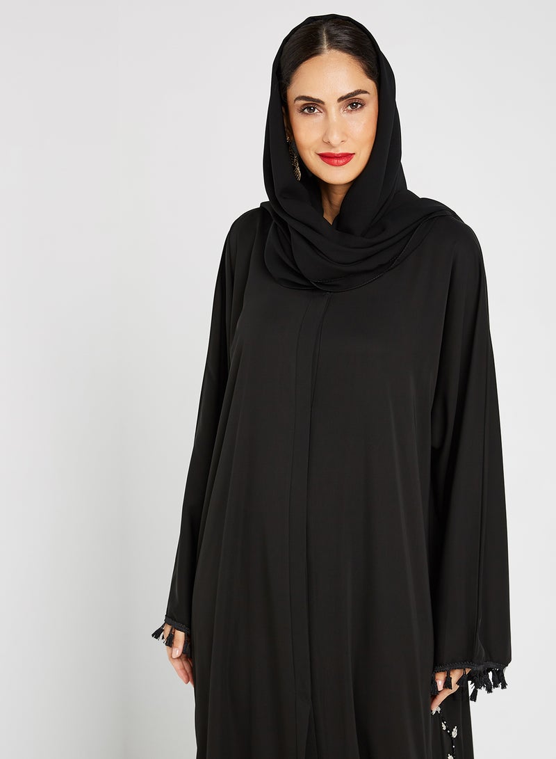 ROZA Stone Hand Work Abaya Black  - Image 4