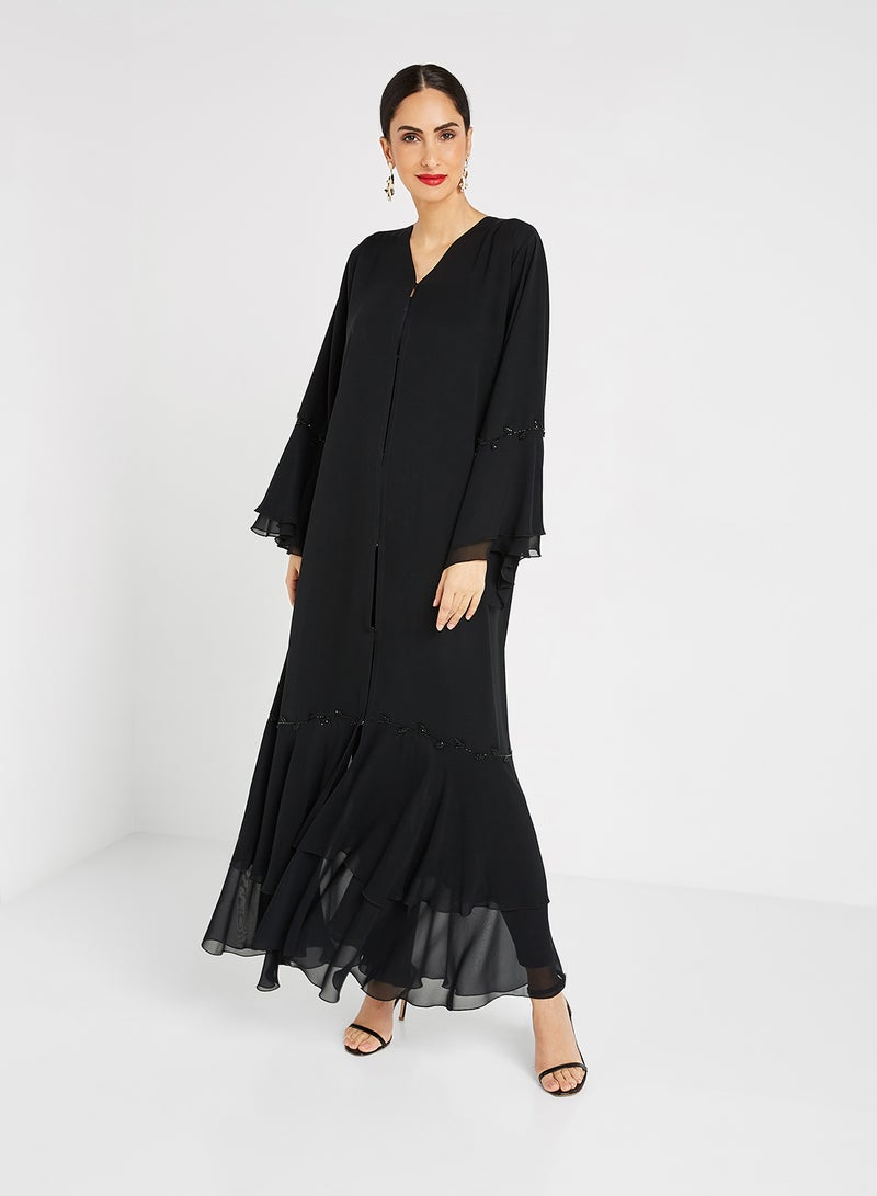 ROZA Stone Hand Work Abaya Black  - Image 1