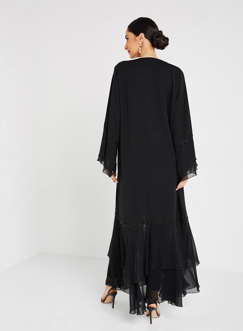 ROZA Stone Hand Work Abaya Black  - Image 2
