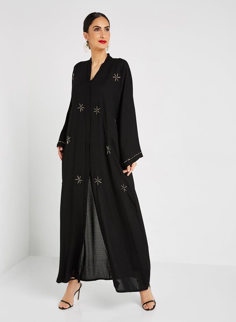 ROZA Stone Hand Work Abaya Black  - Image 1