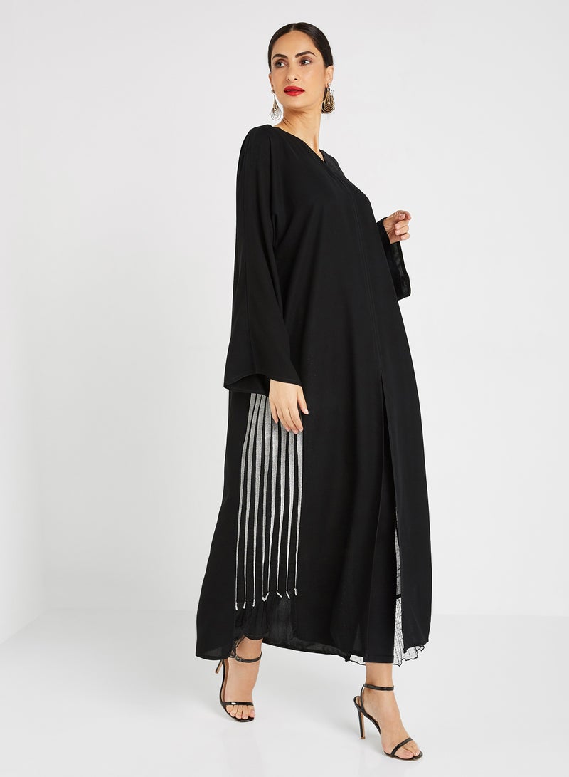 ROZA Stone Hand Work Abaya Black  - Image 1