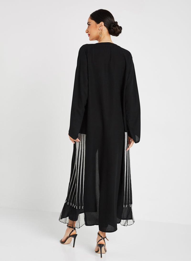 ROZA Stone Hand Work Abaya Black  - Image 2