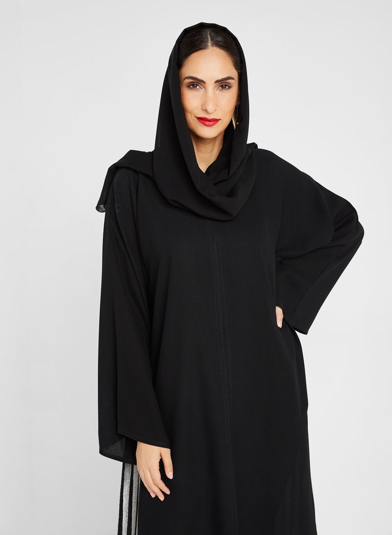 ROZA Stone Hand Work Abaya Black  - Image 3