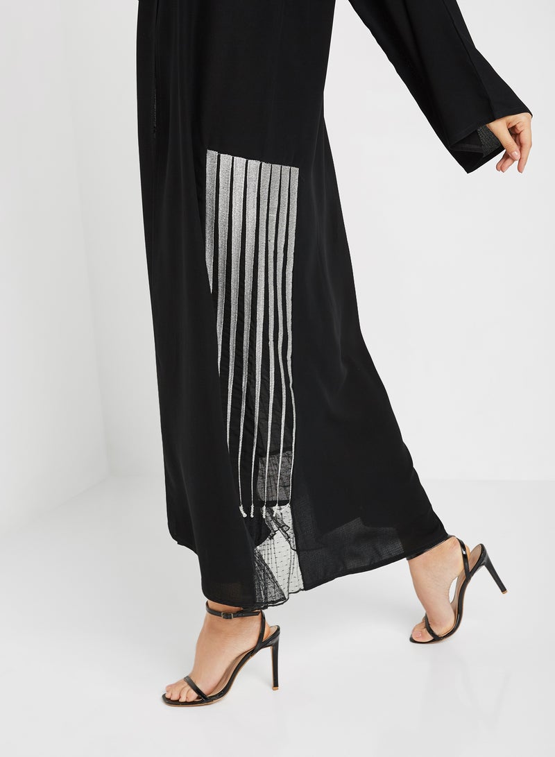 ROZA Stone Hand Work Abaya Black  - Image 4
