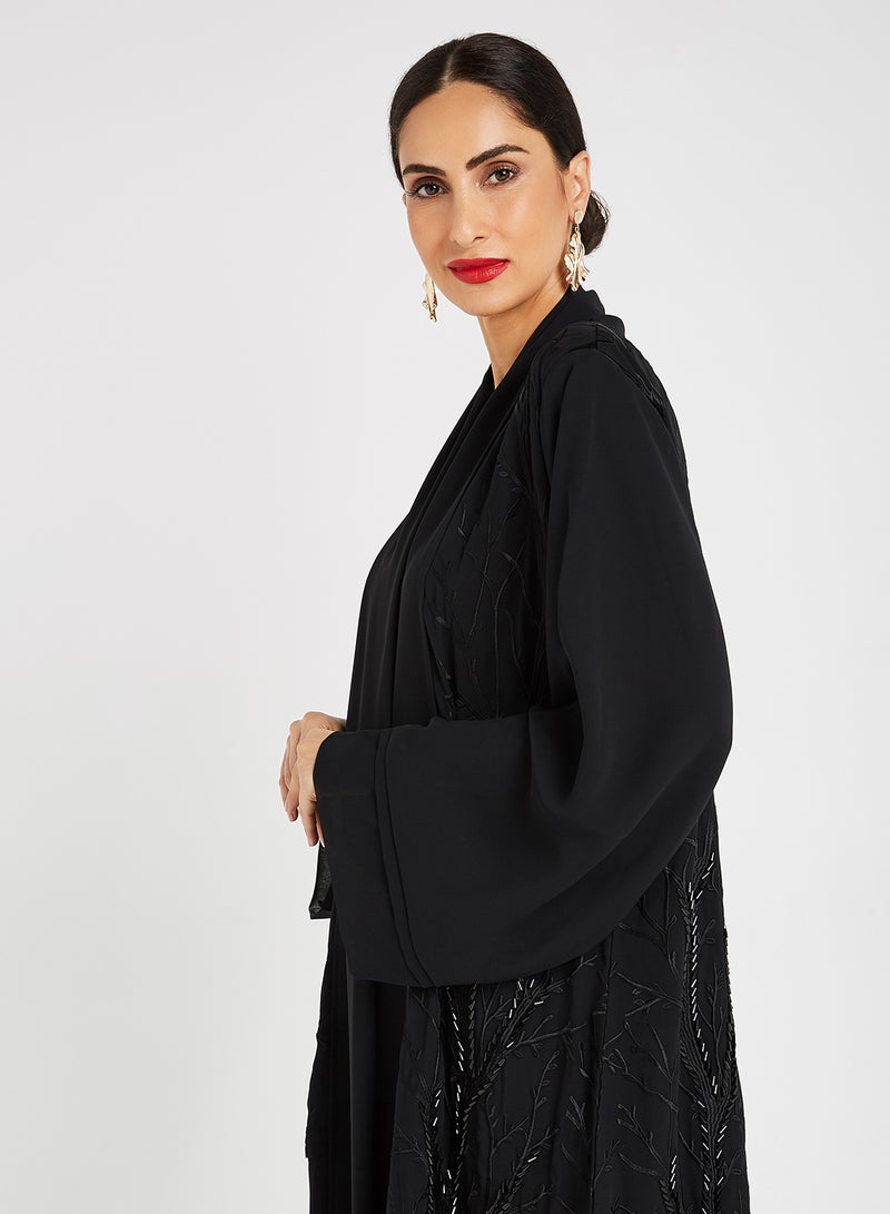 ROZA Stone Hand Work Abaya Black  - Image 3