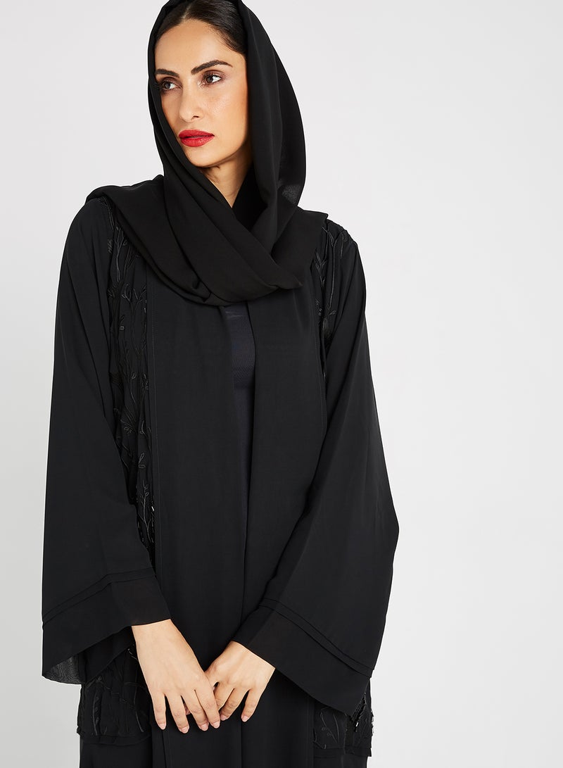 ROZA Stone Hand Work Abaya Black  - Image 4