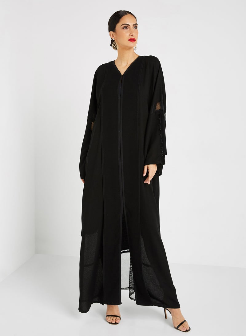 ROZA Stone Hand Work Abaya Black  - Image 1