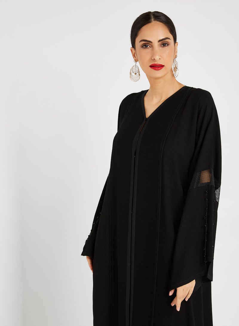 ROZA Stone Hand Work Abaya Black  - Image 4