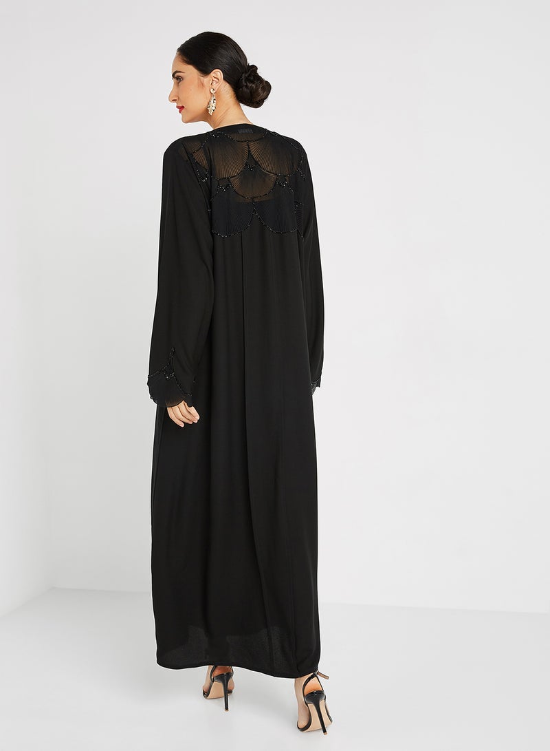 ROZA Stone Hand Work Abaya Black  - Image 2