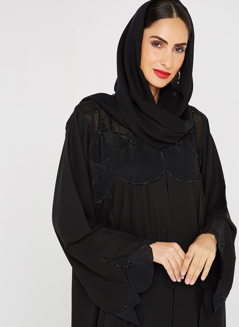 ROZA Stone Hand Work Abaya Black  - Image 3