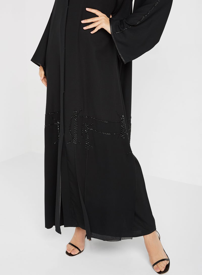 ROZA Stone Hand Work Abaya Black  - Image 4