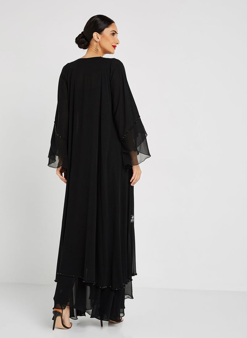 ROZA Stone Hand Work Abaya Black  - Image 2