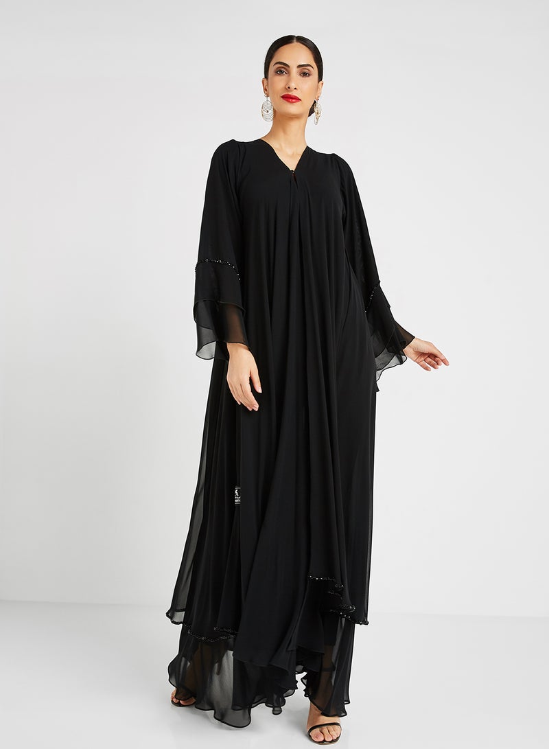 ROZA Stone Hand Work Abaya Black  - Image 1