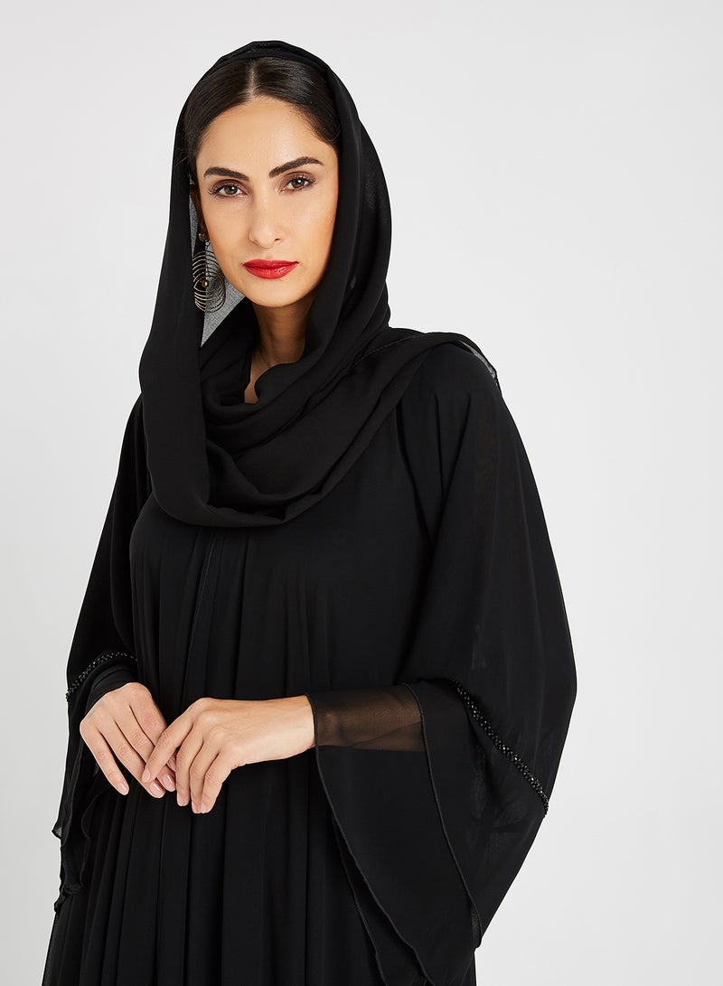 ROZA Stone Hand Work Abaya Black  - Image 3