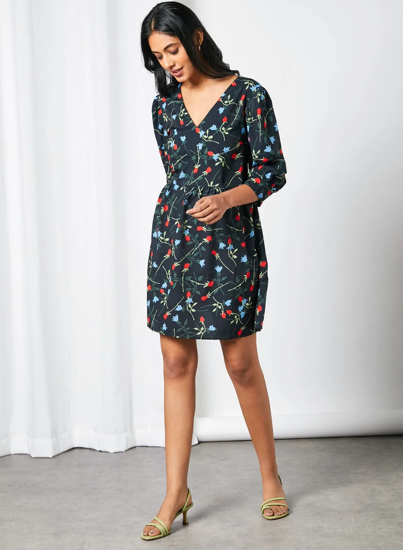 trendyol Floral Puff Sleeve Dress