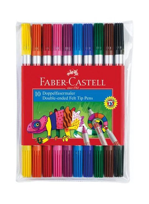 10-Piece Double Ended Felt Tip Pen Set Multicolour