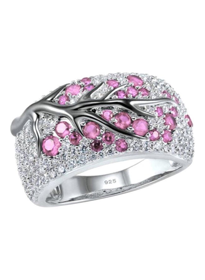 Luxury Women Rhinestone Inlaid Plum Tree Branch Finger Ring Party Jewelry Gift - Image 1
