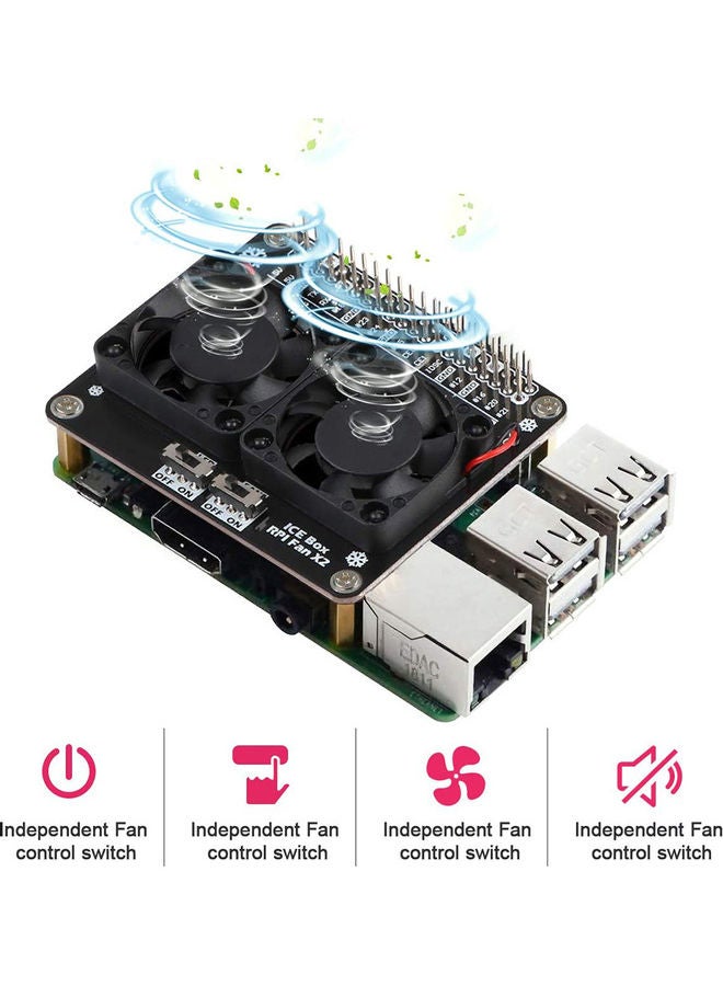 لوحة توسيع GPIO وحدة مروحة التبريد بإضاءة LED لجهاز راسبيري باي 4B 3B+ 3B 2B+ 2B B. - Image 2