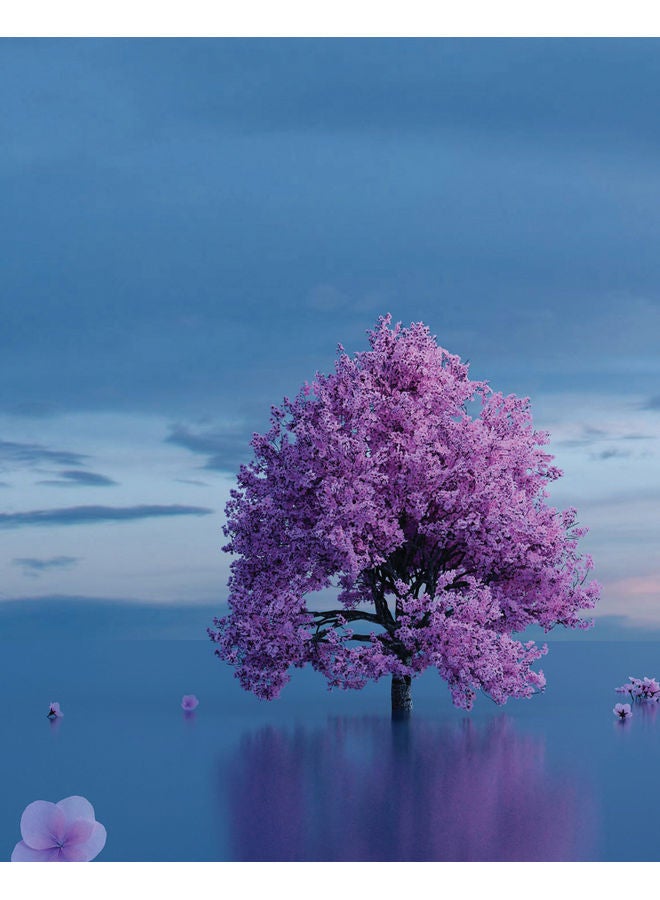 زوت لوحة فنية جدارية بإطار من قماش الكانفاس برسمة شجرة الكرز أزرق/بنفسجي 50x40سم