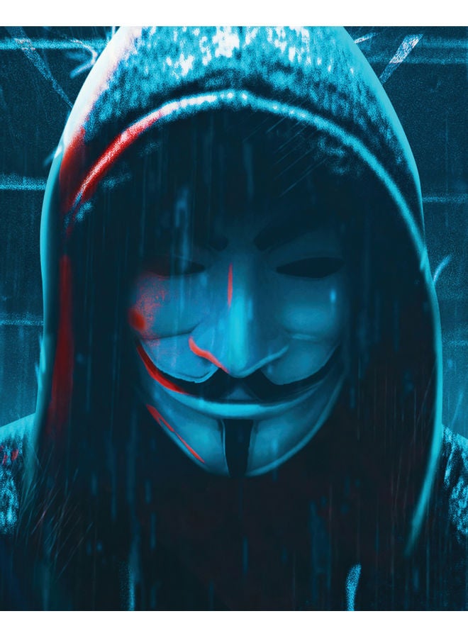 زوت لوحة فنية جدارية من قماش الكانفاس مطبوع عليها قناع هاكر متعدد الألوان 50x40سم