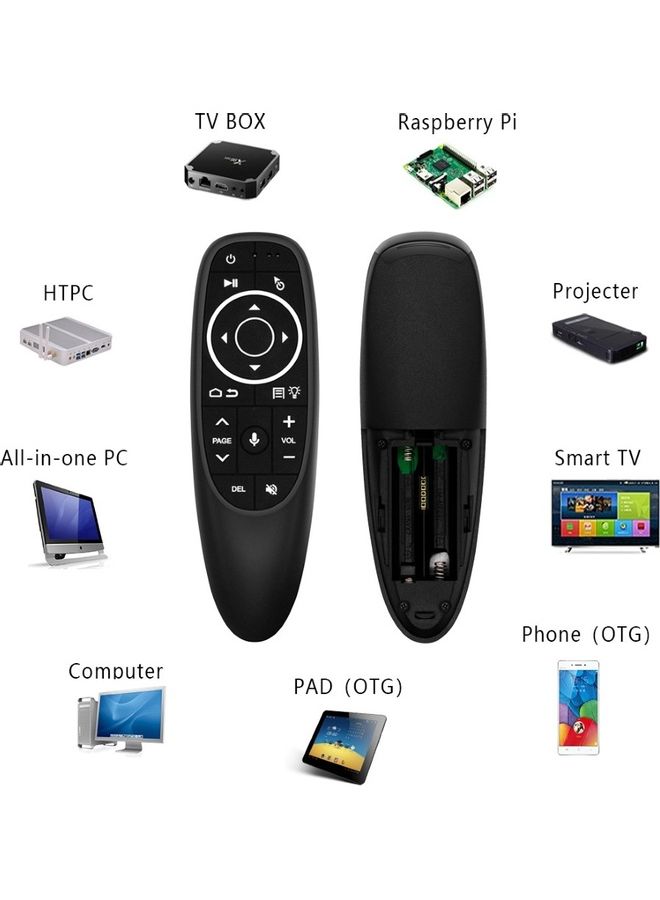 جهاز تحكم عن بعد G10S برو جيروسكوب لاسلكي بصوت جيروسكوب وإضاءة خلفية لجهاز تي في بوكس بنظام أندرويد أسود - Image 1