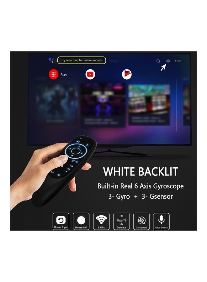 جهاز تحكم عن بعد G10S برو جيروسكوب لاسلكي بصوت جيروسكوب وإضاءة خلفية لجهاز تي في بوكس بنظام أندرويد أسود - Image 2