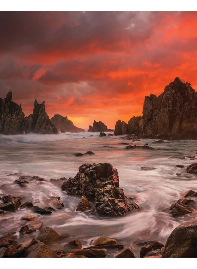 Zoot Sunset Land Wall Art Framed Canvas Painting Multicolour 50x40cm