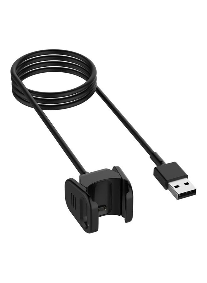 كابل و حامل شحن سريع بمنفذ USB مقاس 55/100 سم للسوار الذكي 3/4 أسود - Image 1