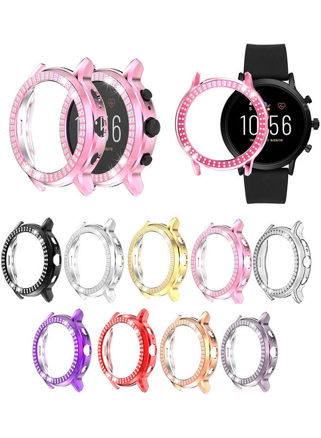 Stylish Rhinestone Smart Watch Protection Cover Case for Fossil Gen 5 Carlyle 4.4x4.4x1cm Transparent - Image 2