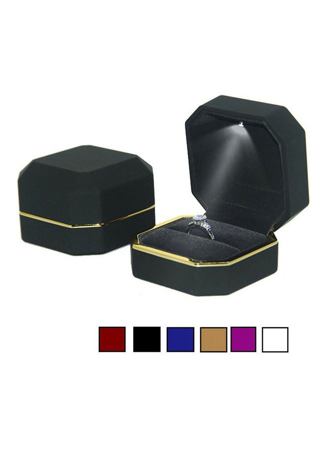 Octagonal LED Light Ring Jewelry Storage Box Organizer Valentine Day Gift Case - Image 2