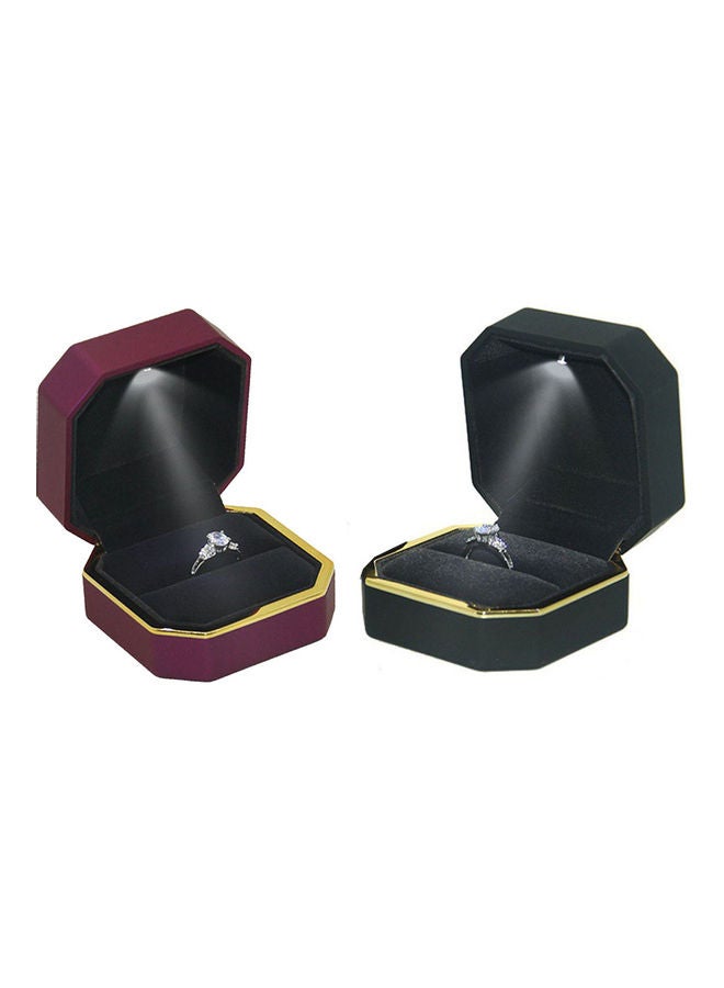 Octagonal LED Light Ring Jewelry Storage Box Organizer Valentine Day Gift Case - Image 4