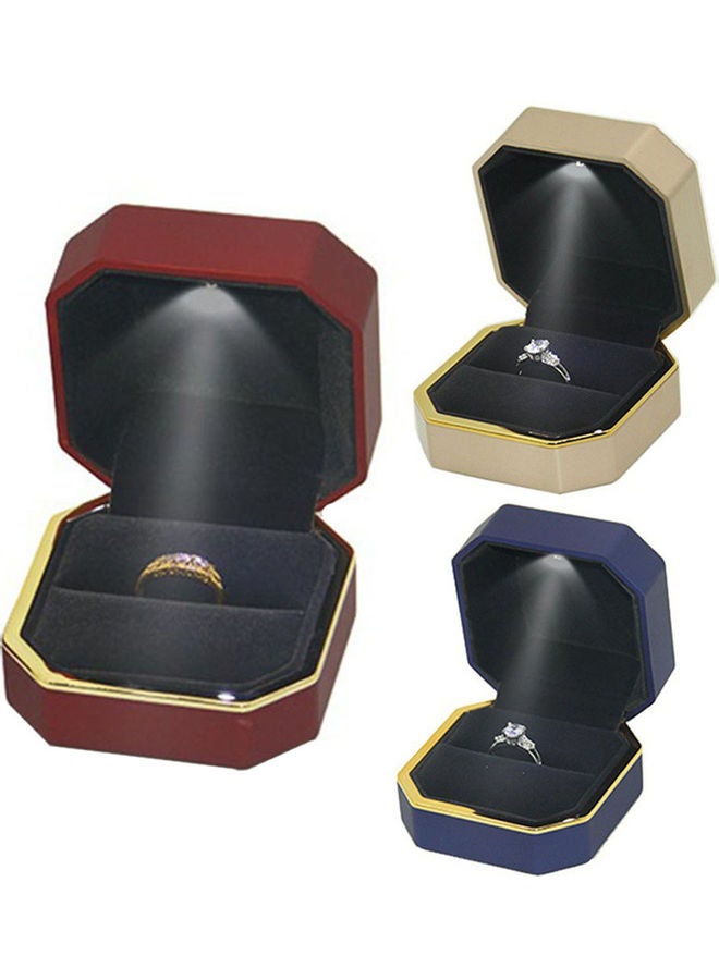 Octagonal LED Light Ring Jewelry Storage Box Organizer Valentine Day Gift Case - Image 3