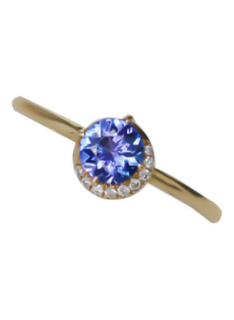 Round Cut Faux Sapphire Inlaid Finger Ring