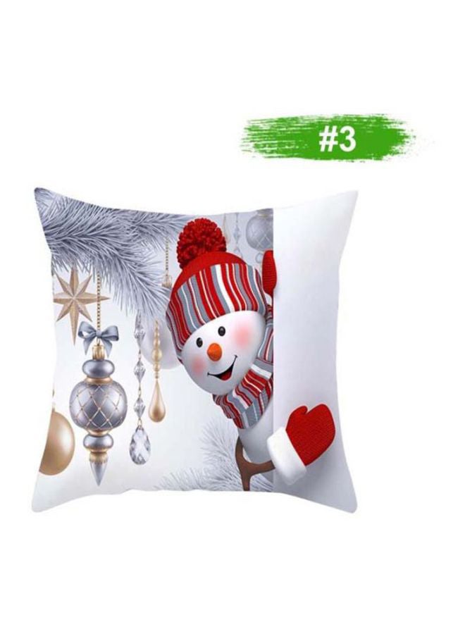 Snowman Printed Cushion Cover Red/Grey/White 45x45cm - Image 2