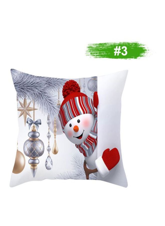 Snowman Printed Cushion Cover Red/Grey/White 45x45cm - Image 3