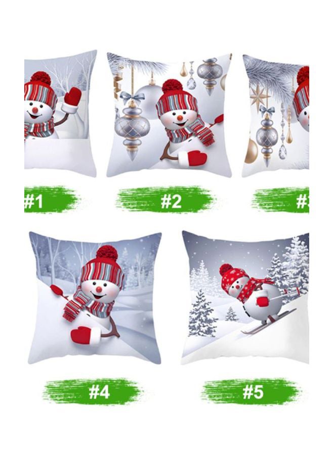 Snowman Printed Cushion Cover Red/Grey/White 45x45cm - Image 5