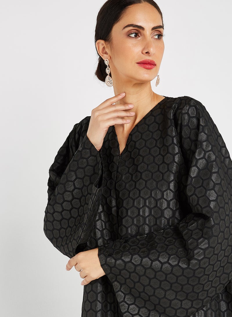 ROZA - Stone Hand Work Abaya Black - Image 1