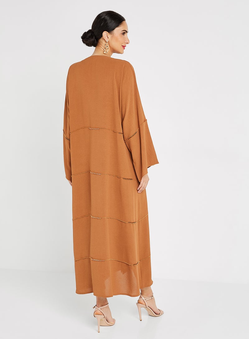ROZA Stone Hand Work Abaya Brown  - Image 2