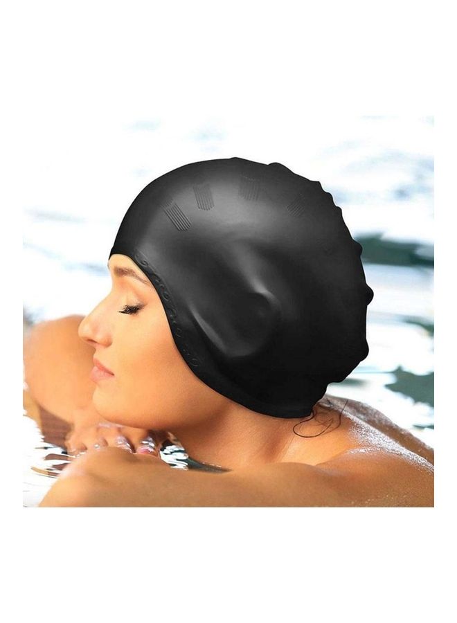 Generic Waterproof Adult Silicone Elastic Ears Protector Men Women Swimming Pool Cap Hat 23x22.5x1cm - Image 3