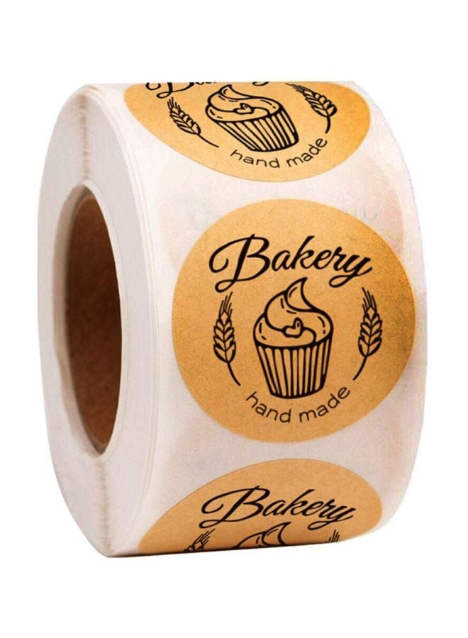 500-Piece Handmade Bakery Printed Label Sticker Set Beige/Black - v1603374207/N39731900A_1