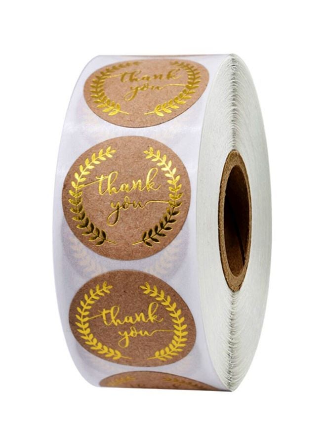 East Lady - 500-Piece Thank You Printed Label Sticker Set Brown/Gold/White - Image 1